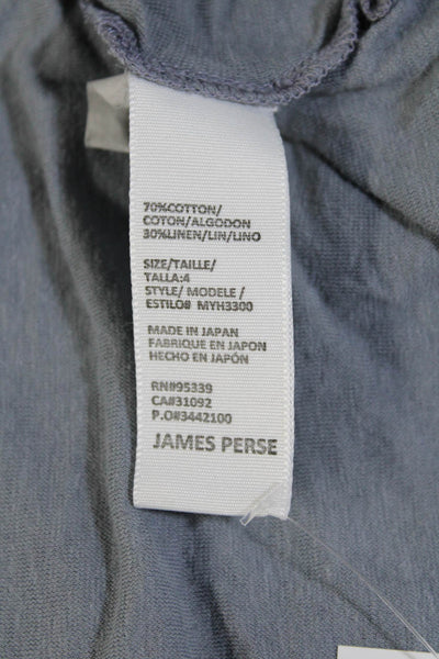 Standard James Perse Mens Short Sleeve Crew Neck Henley Tee Shirt Gray Size 4