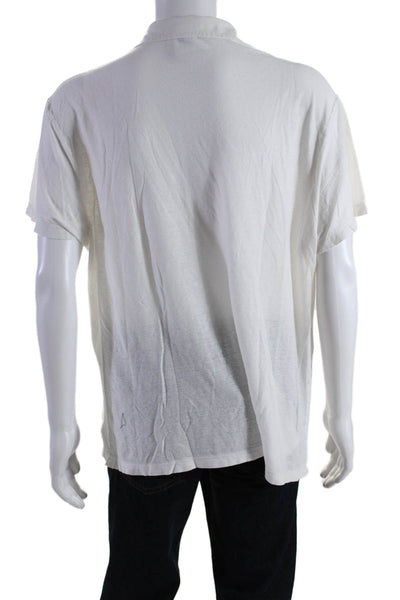 Standard James Perse Mens Short Sleeve Collared Pocket Shirt White Cotton Size 4