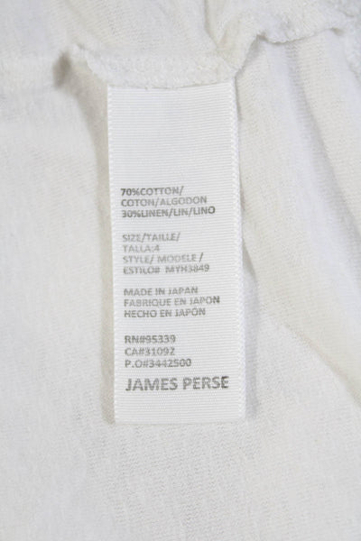 Standard James Perse Mens Short Sleeve Collared Pocket Shirt White Cotton Size 4