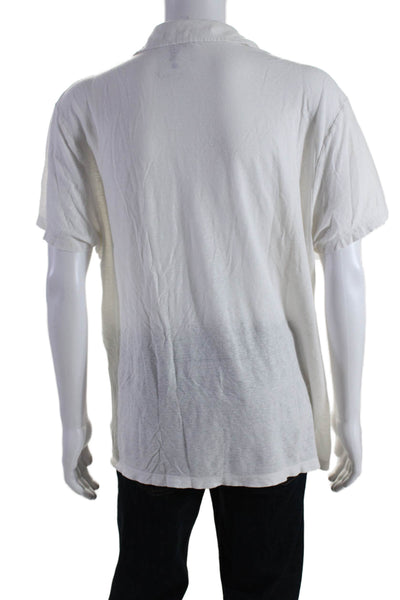 Standard James Perse Mens Short Sleeve Collared V Neck Tee Shirt White Size 4