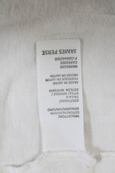 Standard James Perse Mens Short Sleeve Collared V Neck Tee Shirt White Size 4