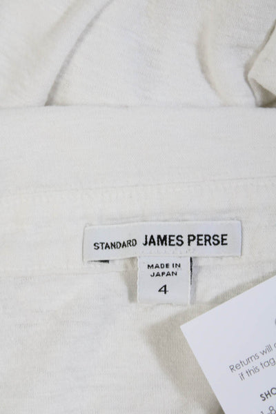 Standard James Perse Mens Short Sleeve Collared V Neck Tee Shirt White Size 4