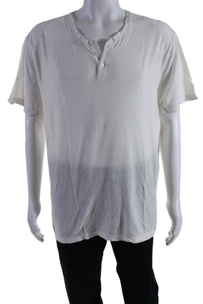 Standard James Perse Mens Crew Neck Short Sleeve Henley Tee Shirt White Size 4