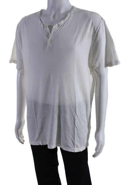 Standard James Perse Mens Crew Neck Short Sleeve Henley Tee Shirt White Size 4