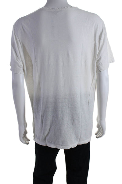 Standard James Perse Mens Crew Neck Short Sleeve Henley Tee Shirt White Size 4