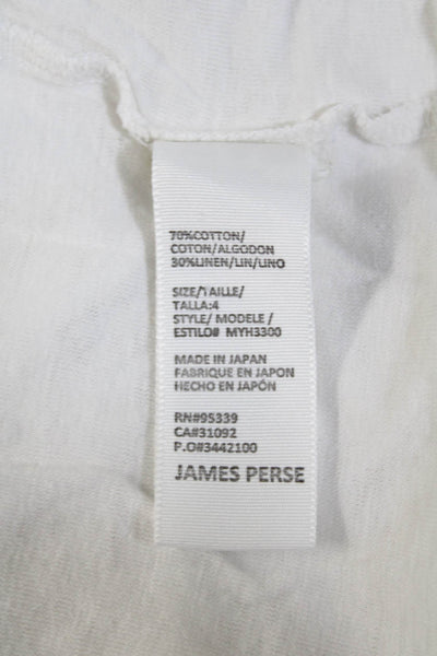 Standard James Perse Mens Crew Neck Short Sleeve Henley Tee Shirt White Size 4