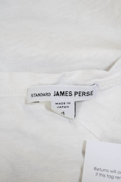 Standard James Perse Mens Crew Neck Short Sleeve Henley Tee Shirt White Size 4