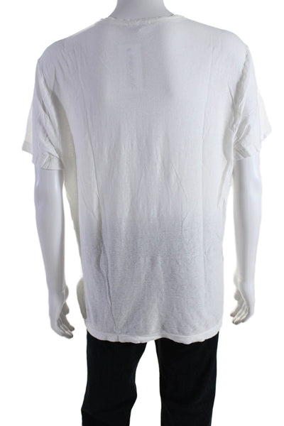 Standard James Perse Mens Short Sleeve Crew Neck Henley Tee Shirt White Size 4