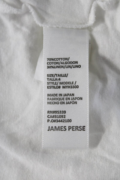 Standard James Perse Mens Short Sleeve Crew Neck Henley Tee Shirt White Size 4