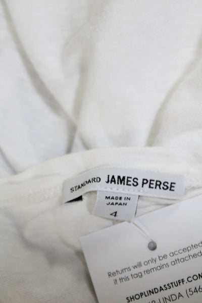 Standard James Perse Mens Short Sleeve Crew Neck Henley Tee Shirt White Size 4