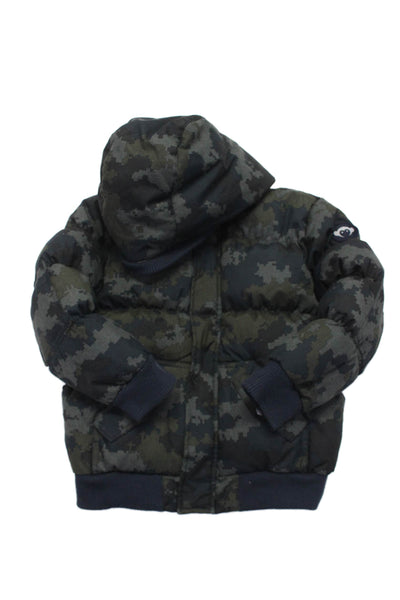 Appaman Boys Navy Pixel Camouflaged Full Zip Long Sleeve Puffer Coat Size 7