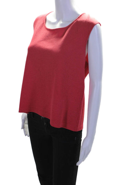 St. John Womens Scoop Neck Santana Knit Tank Top Pink Wool Size Large