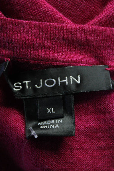 St. John Womens Scoop Neck Knit Boxy Tank Top Dark Pink Wool Size Extra Large