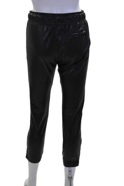 David Lerner Womens Mid Rise Zipper Ankle Faux Leather Pants Black Size XS