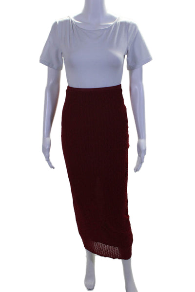 Torn by Ronny Kobo Womens Elastic Waistband Knit Midi Skirt Red Size Medium