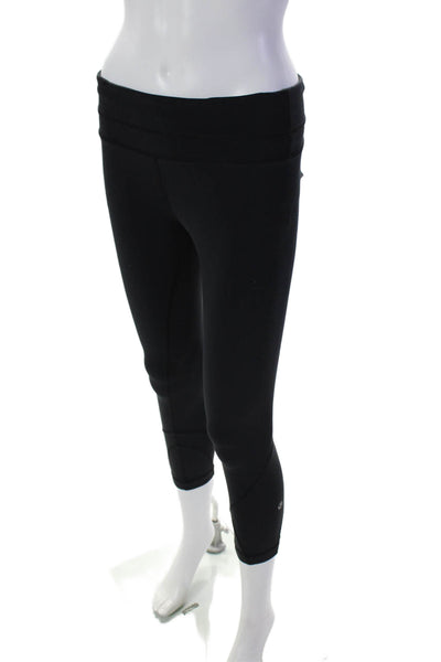 Lululemon Womens Mid Rise Pull On Cropped Athletic Leggings Black Sz 4