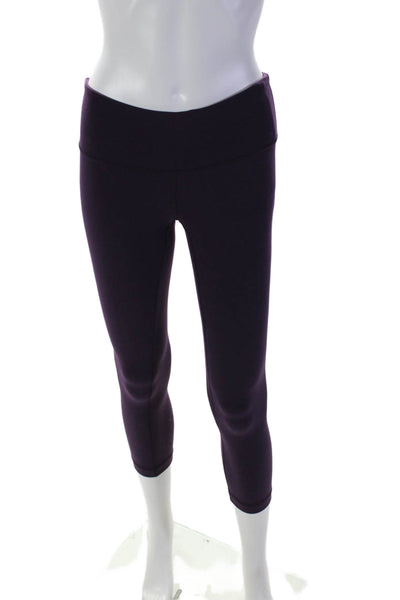 Lululemon Womens Low Rise Pull On Cropped Athletic Leggings Purple Size 4