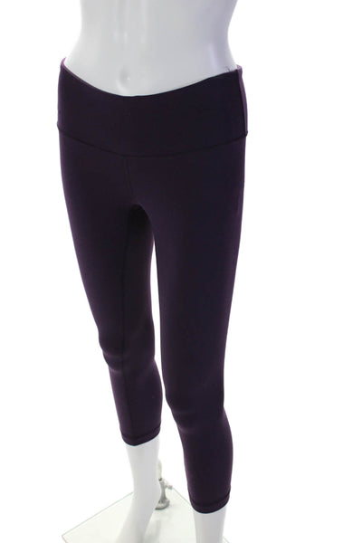 Lululemon Womens Low Rise Pull On Cropped Athletic Leggings Purple Size 4