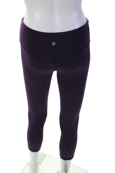 Lululemon Womens Low Rise Pull On Cropped Athletic Leggings Purple Size 4