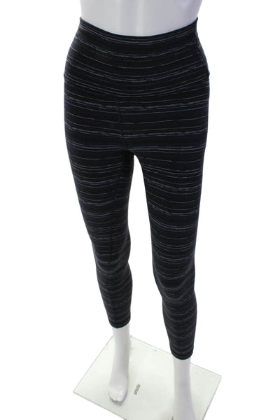 Lululemon Womens Striped High Rise Pull On Leggings Navy Blue White Size 4