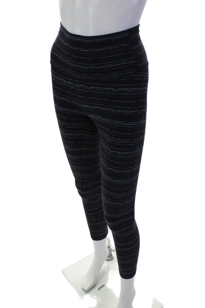 Lululemon Womens Striped High Rise Pull On Leggings Navy Blue White Size 4