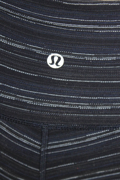 Lululemon Womens Striped High Rise Pull On Leggings Navy Blue White Size 4