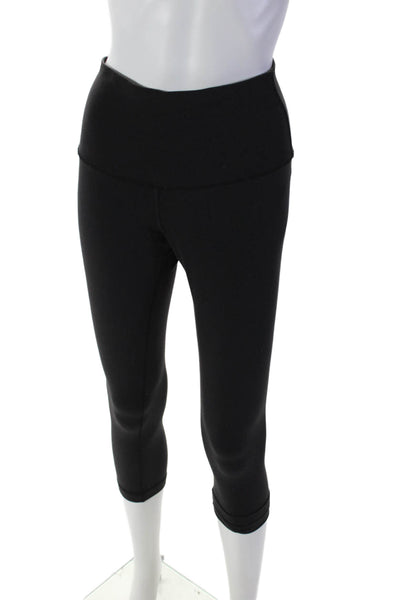 Lululemon Womens High Rise Pull On Cropped Athletic Leggings Black Size 8