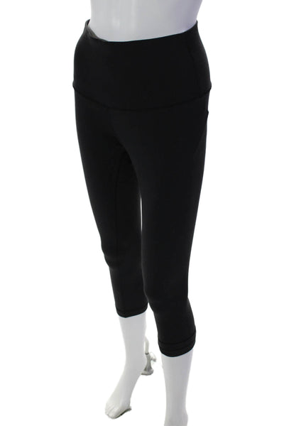 Lululemon Womens High Rise Pull On Cropped Athletic Leggings Black Size 8