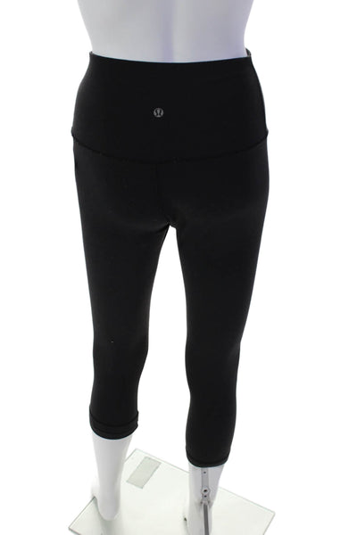 Lululemon Womens High Rise Pull On Cropped Athletic Leggings Black Size 8