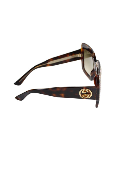 Gucci Womens Crystal Embellished Oversized Square Sunglasses Gold 25 54 145