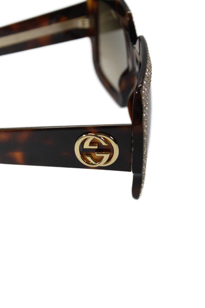 Gucci Womens Crystal Embellished Oversized Square Sunglasses Gold 25 54 145