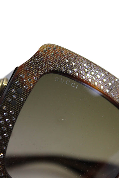 Gucci Womens Crystal Embellished Oversized Square Sunglasses Gold 25 54 145