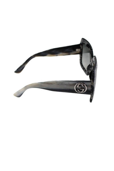 Gucci Womens Crystal Embellished Oversized Square Sunglasses Silver 25 54 145