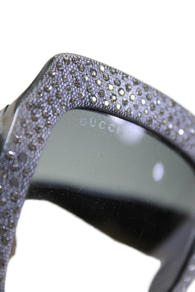 Gucci Womens Crystal Embellished Oversized Square Sunglasses Silver 25 54 145