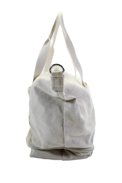 Lo & Sons Womens Cotton Two-Toned Zip Up Top Handle Tote Shoulder Bag Beige