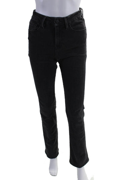 Frame Womens Cotton Le Mini Buttoned Zipped Bootcut Jeans Black Size EUR26