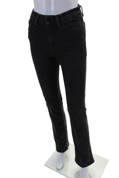 Frame Womens Cotton Le Mini Buttoned Zipped Bootcut Jeans Black Size EUR26