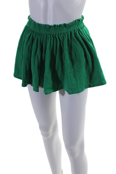 Suzie Kondi Womens Kelly Green Textured Cotton High Waisted Mini Shorts Size S