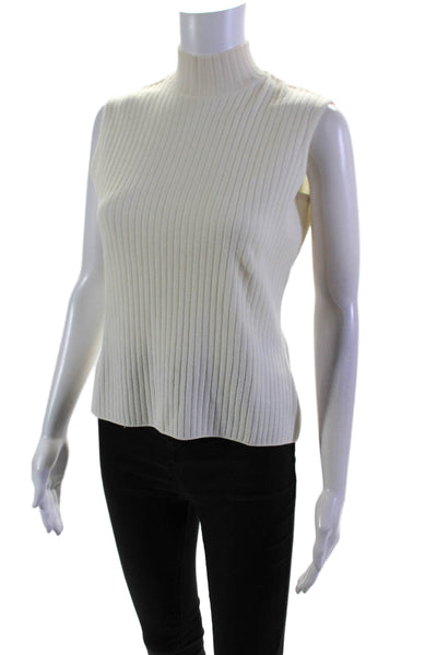 St. John Collection By Marie Gray Woimens Ribbed Mock Neck Knit Top White Size P