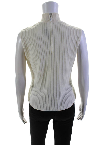 St. John Collection By Marie Gray Woimens Ribbed Mock Neck Knit Top White Size P