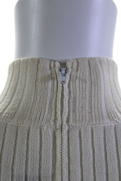 St. John Collection By Marie Gray Woimens Ribbed Mock Neck Knit Top White Size P