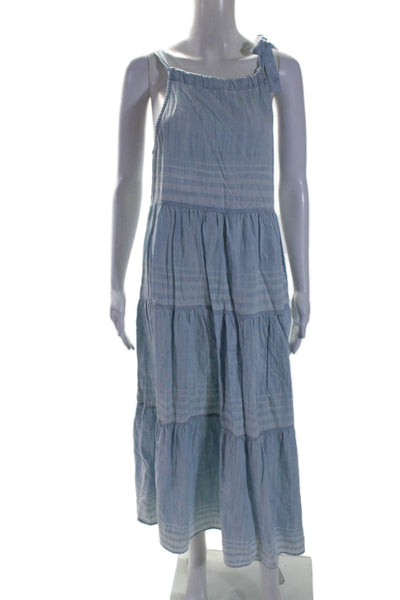 Bella Dahl Womens Sleeveless Square Neck Striped Shift Dress Blue Size Small