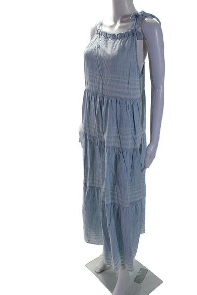 Bella Dahl Womens Sleeveless Square Neck Striped Shift Dress Blue Size Small