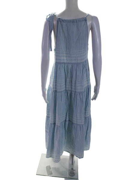 Bella Dahl Womens Sleeveless Square Neck Striped Shift Dress Blue Size Small