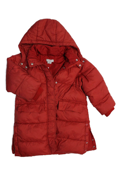 Stella McCartney Kids Zip Front Hooded Puffer Jacket Orange Size Small