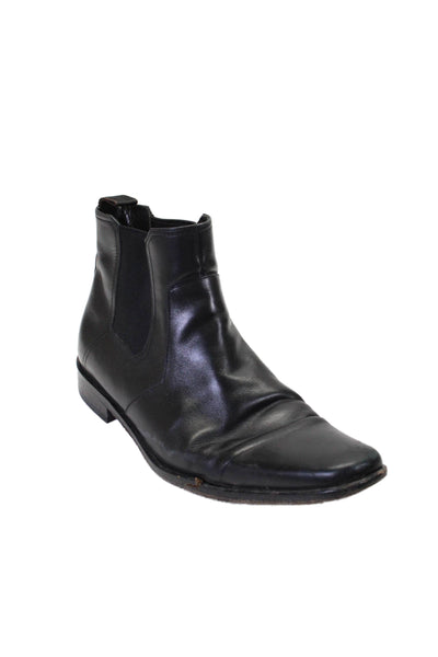 Boss Hugo Boss Mens Leather Pull On Stretch Inset Ankle Boots Black Size 8