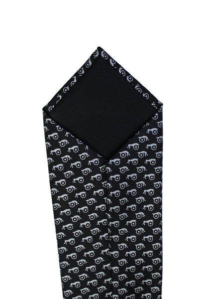 Hermes Mens Silk Snail Novelty Print Wide Classic Length Necktie Black Grey