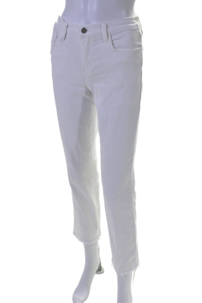 L'Agence Womens Sada Cropped High Rise Slim Cropped Jeans White Size 24