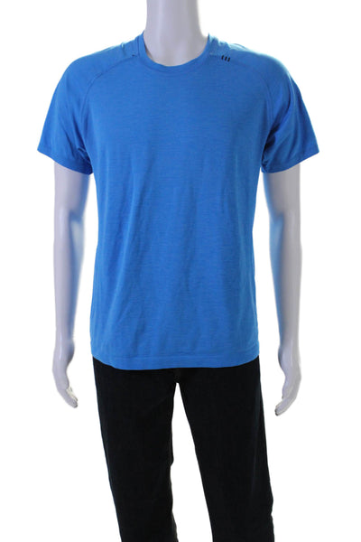 Lululemon Mens Short Sleeves Crew Neck Pullover Tee Shirt Blue Size Medium