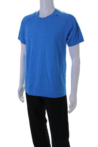 Lululemon Mens Short Sleeves Crew Neck Pullover Tee Shirt Blue Size Medium